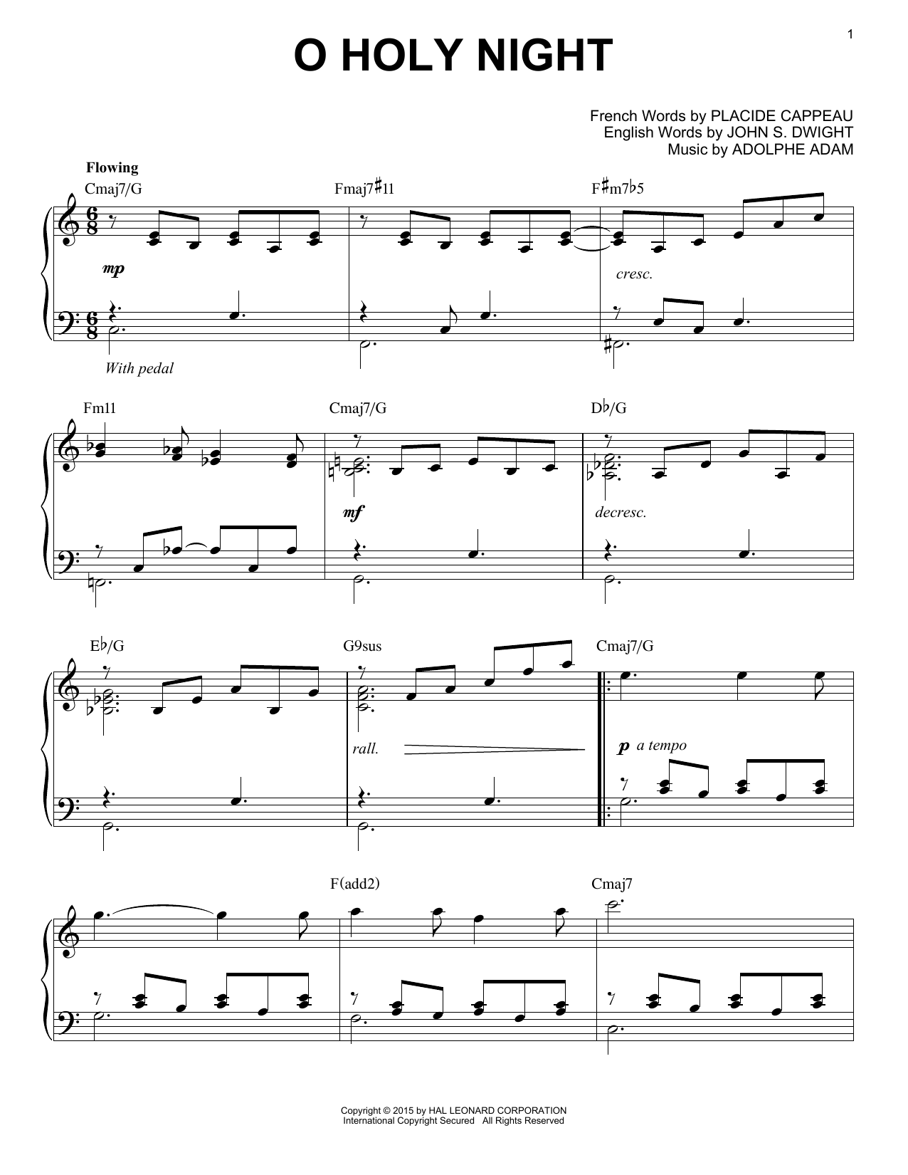 John S. Dwight O Holy Night [Jazz version] (arr. Brent Edstrom) Sheet Music Notes & Chords for Piano - Download or Print PDF
