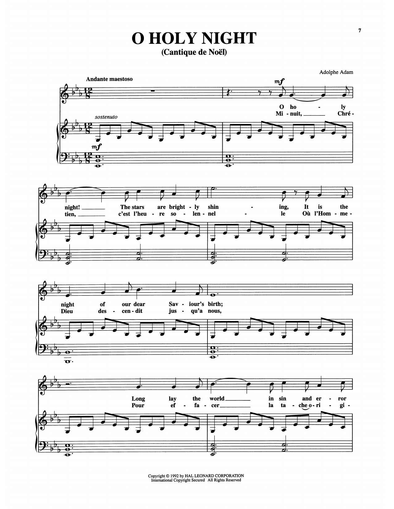 John S. Dwight (trans.) O Holy Night Sheet Music Notes & Chords for Piano & Vocal - Download or Print PDF