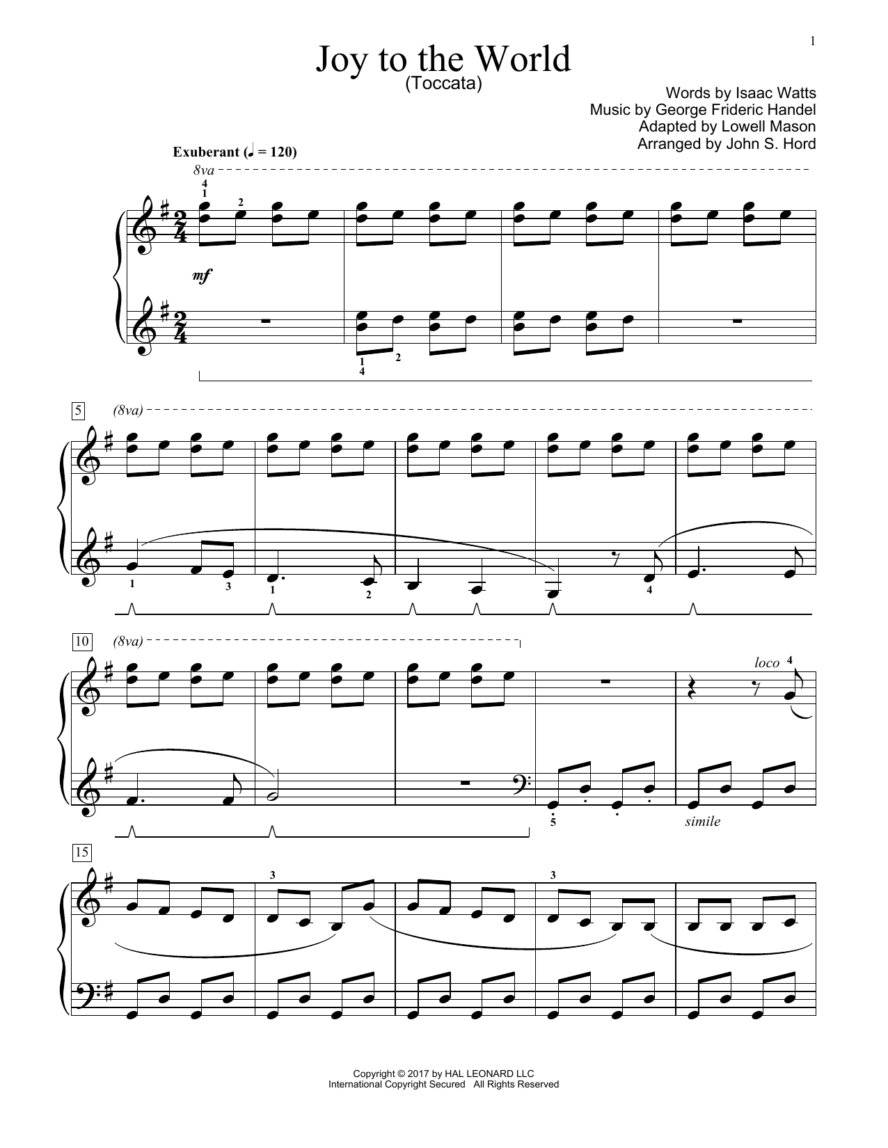 John S. Hord Joy To The World Sheet Music Notes & Chords for Educational Piano - Download or Print PDF