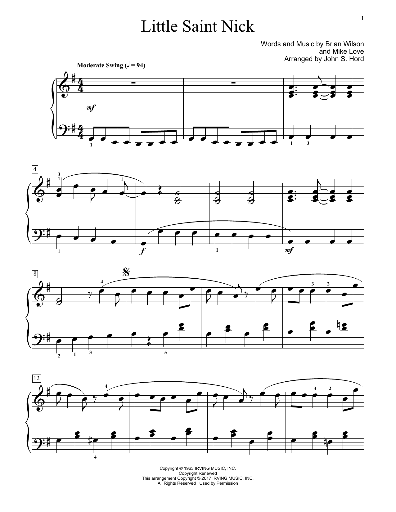 John S. Hord Little Saint Nick Sheet Music Notes & Chords for Educational Piano - Download or Print PDF