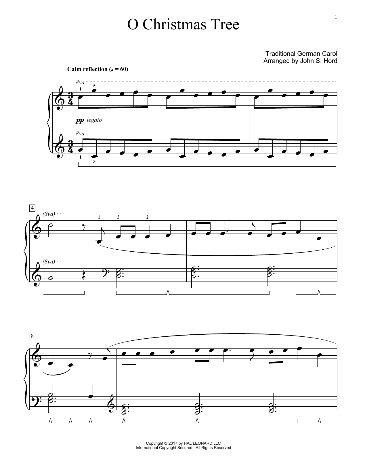 John S. Hord O Christmas Tree Sheet Music Notes & Chords for Educational Piano - Download or Print PDF