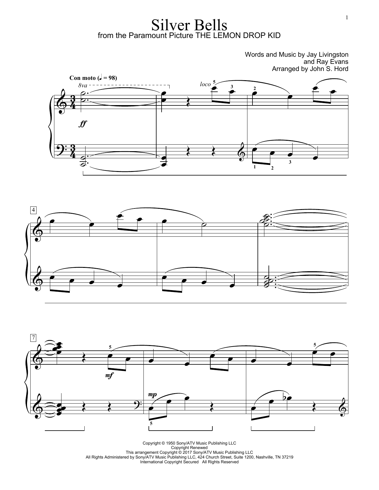 John S. Hord Silver Bells Sheet Music Notes & Chords for Educational Piano - Download or Print PDF