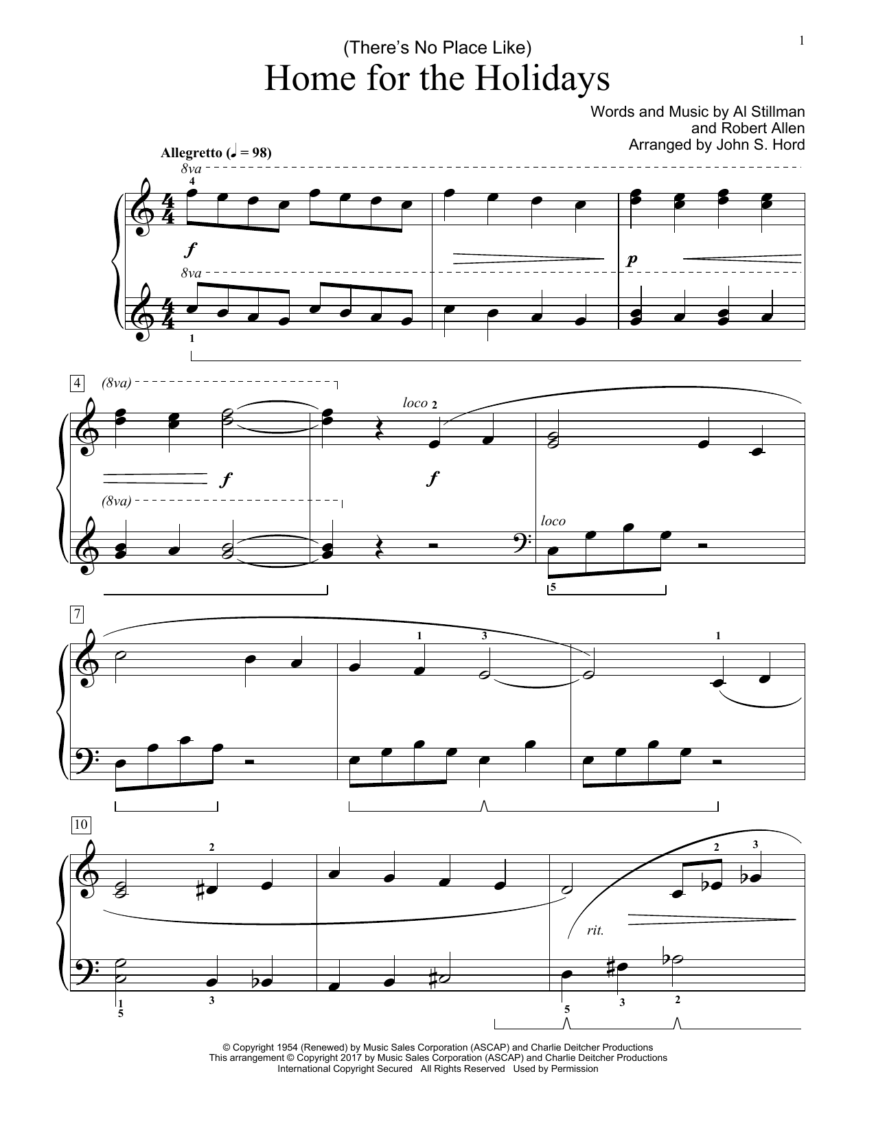 John S. Hord (There's No Place Like) Home For The Holidays Sheet Music Notes & Chords for Educational Piano - Download or Print PDF