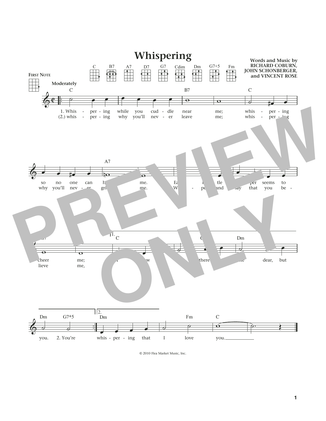 John Schonberger Whispering (from The Daily Ukulele) (arr. Liz and Jim Beloff) Sheet Music Notes & Chords for Ukulele - Download or Print PDF