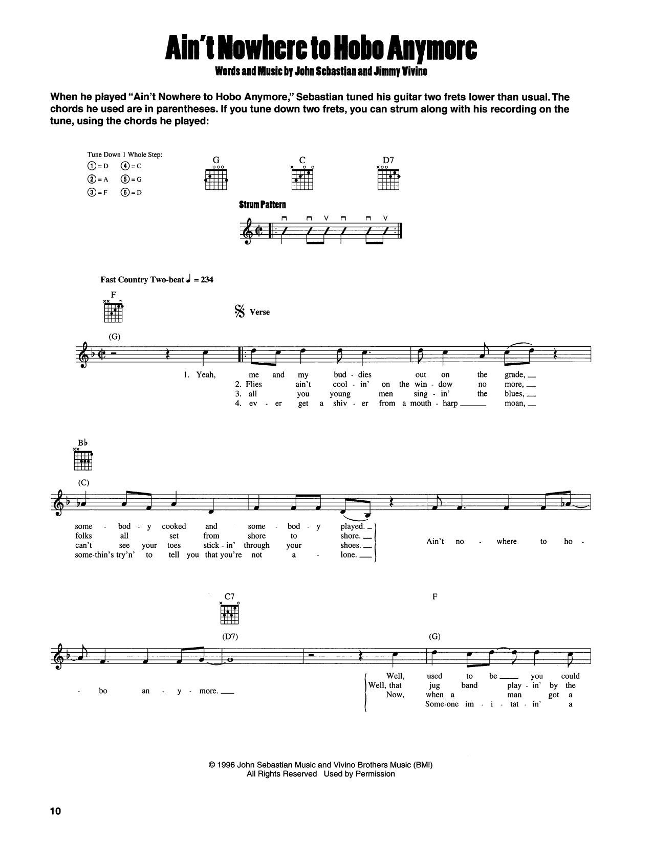 John Sebastian Ain't Nowhere To Hobo Anymore Sheet Music Notes & Chords for Easy Guitar - Download or Print PDF