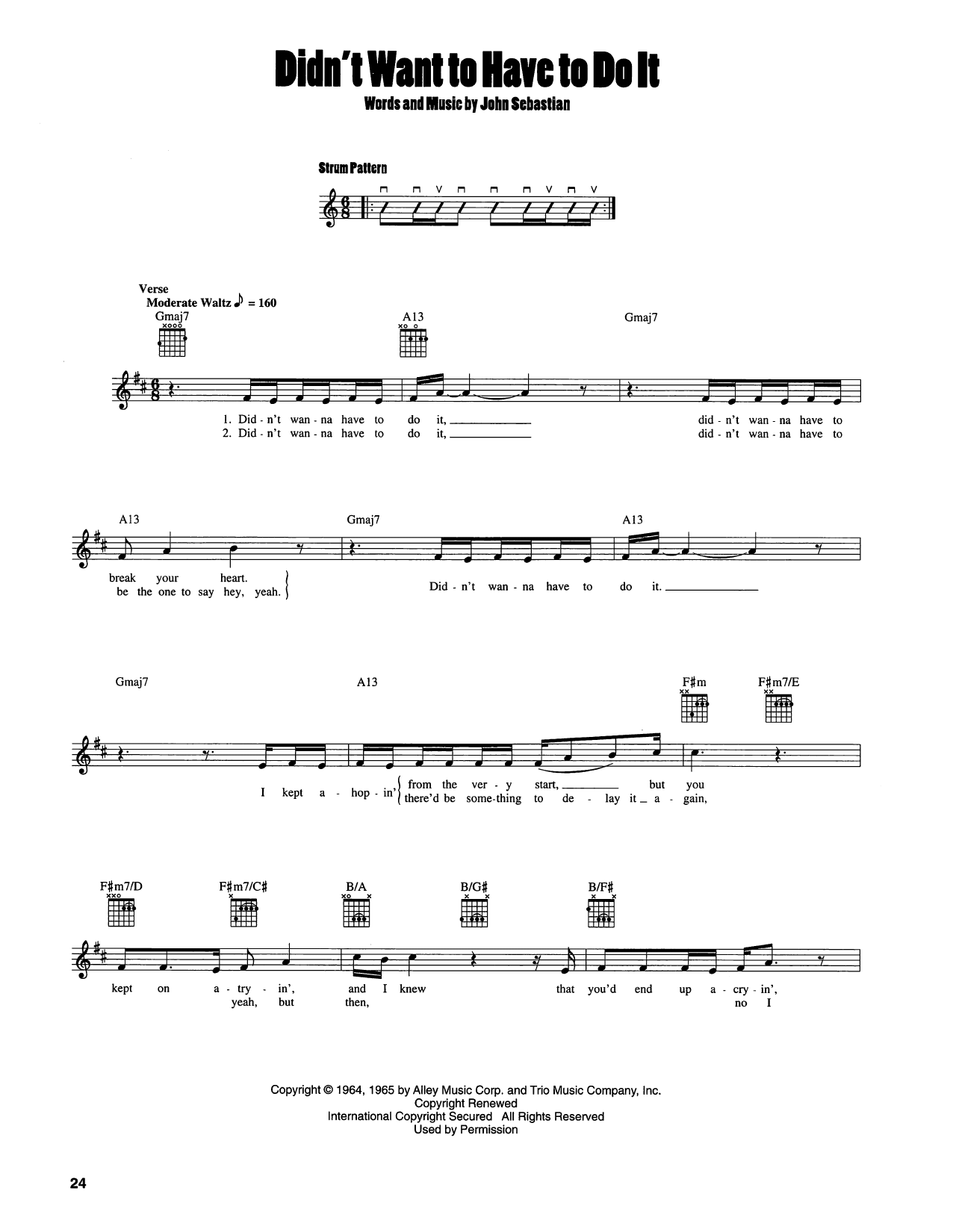 John Sebastian Didn't Want To Have To Do It Sheet Music Notes & Chords for Easy Guitar - Download or Print PDF