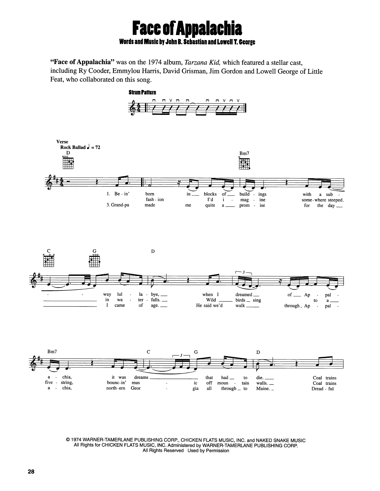 John Sebastian Face Of Appalachia Sheet Music Notes & Chords for Easy Guitar - Download or Print PDF