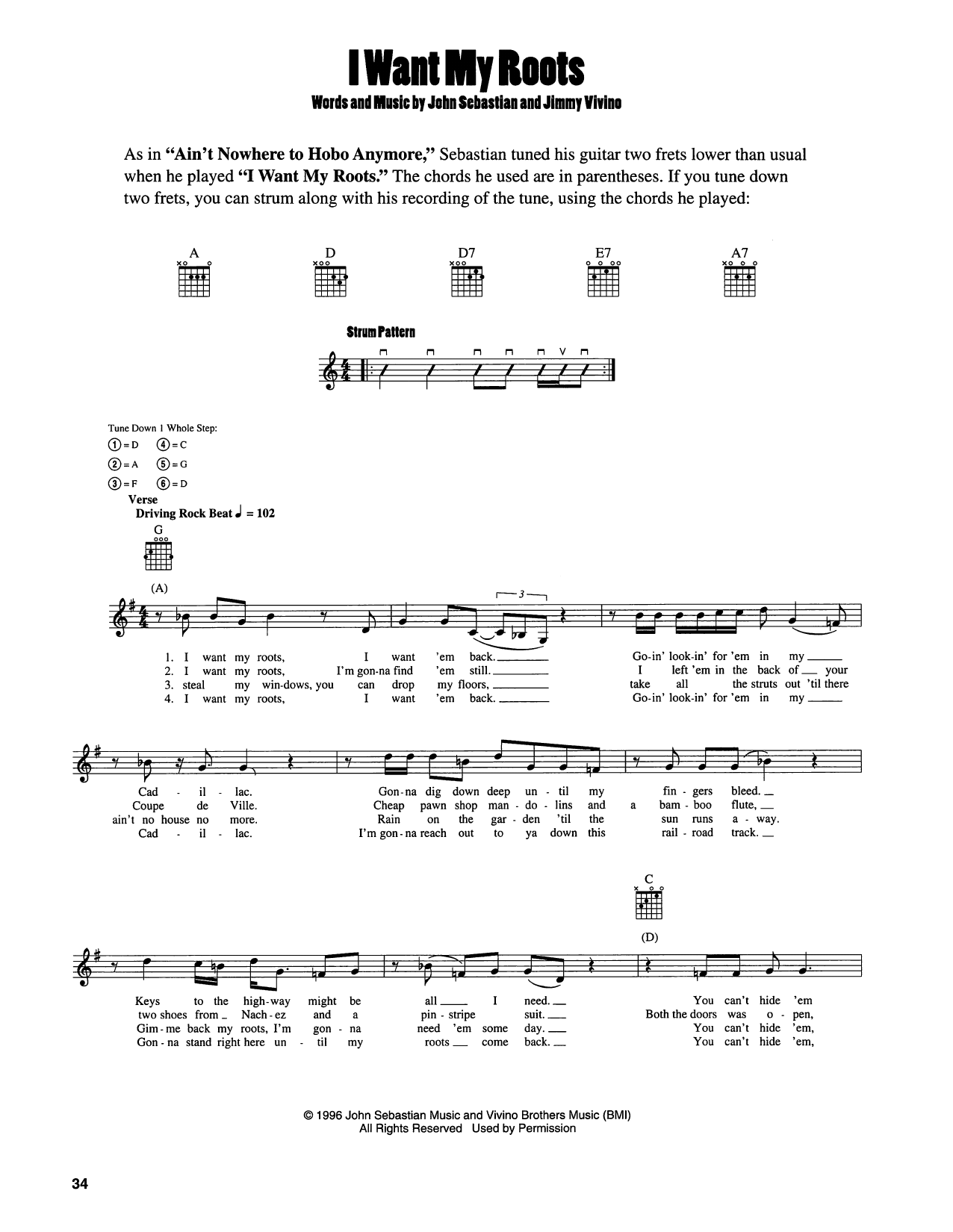 John Sebastian I Want My Roots Sheet Music Notes & Chords for Easy Guitar - Download or Print PDF