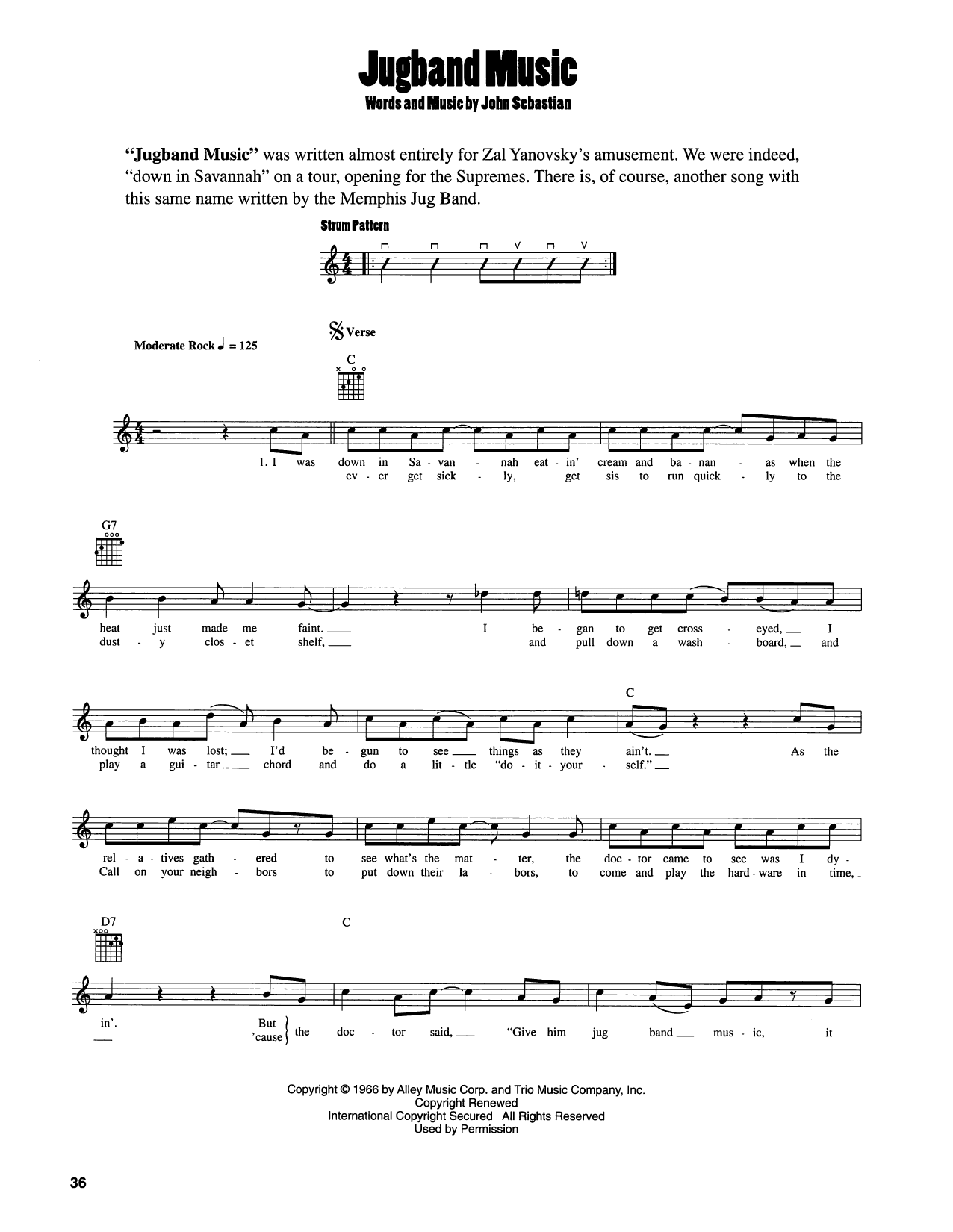 John Sebastian Jug Band Music Sheet Music Notes & Chords for Easy Guitar - Download or Print PDF