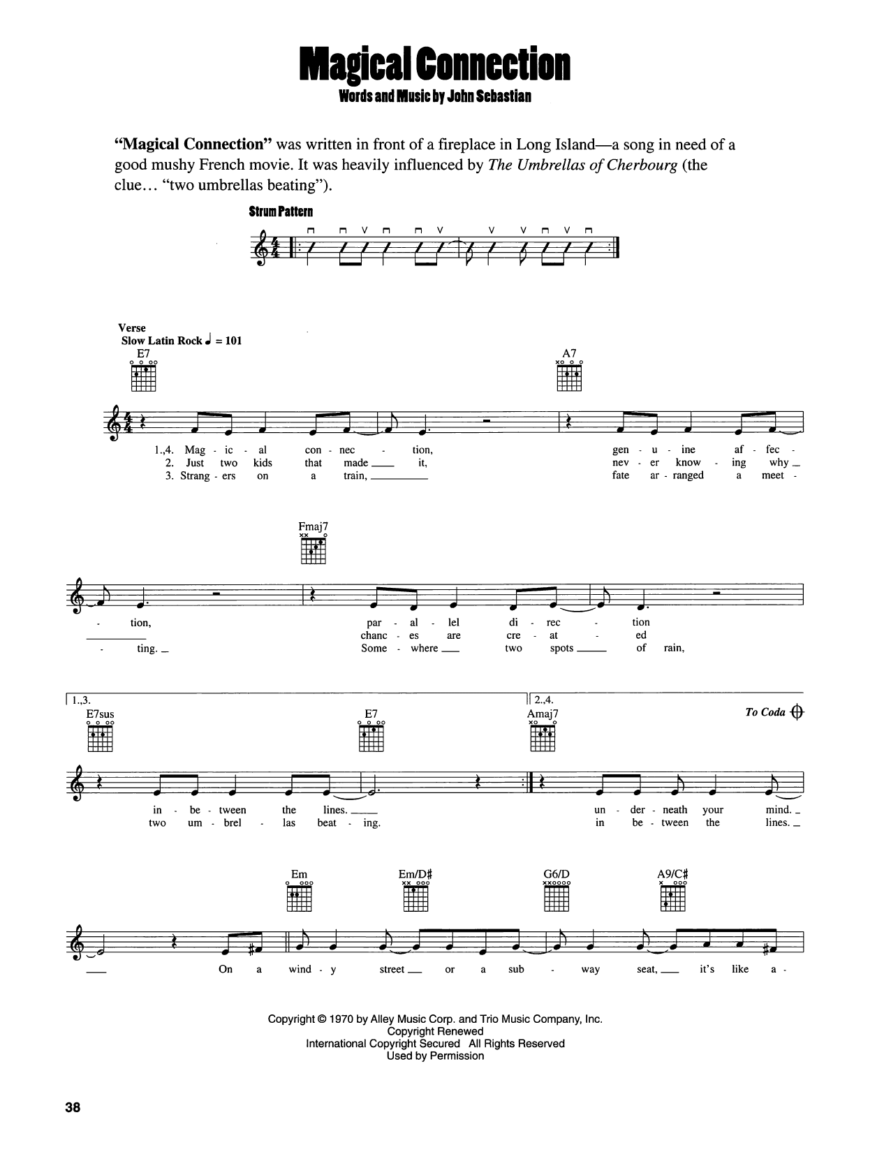 John Sebastian Magical Connection Sheet Music Notes & Chords for Easy Guitar - Download or Print PDF