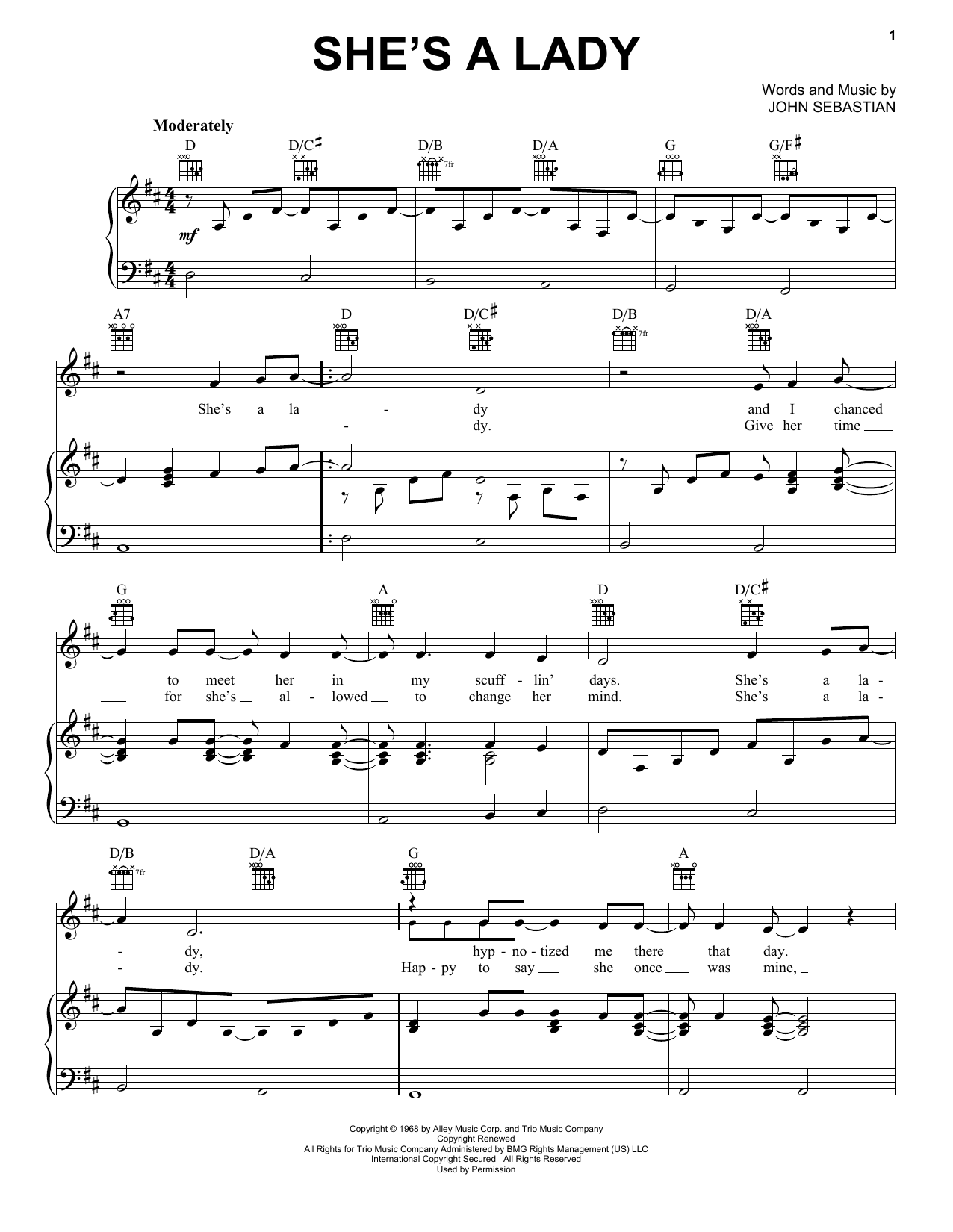Tom Jones She's A Lady Sheet Music Notes & Chords for Lead Sheet / Fake Book - Download or Print PDF