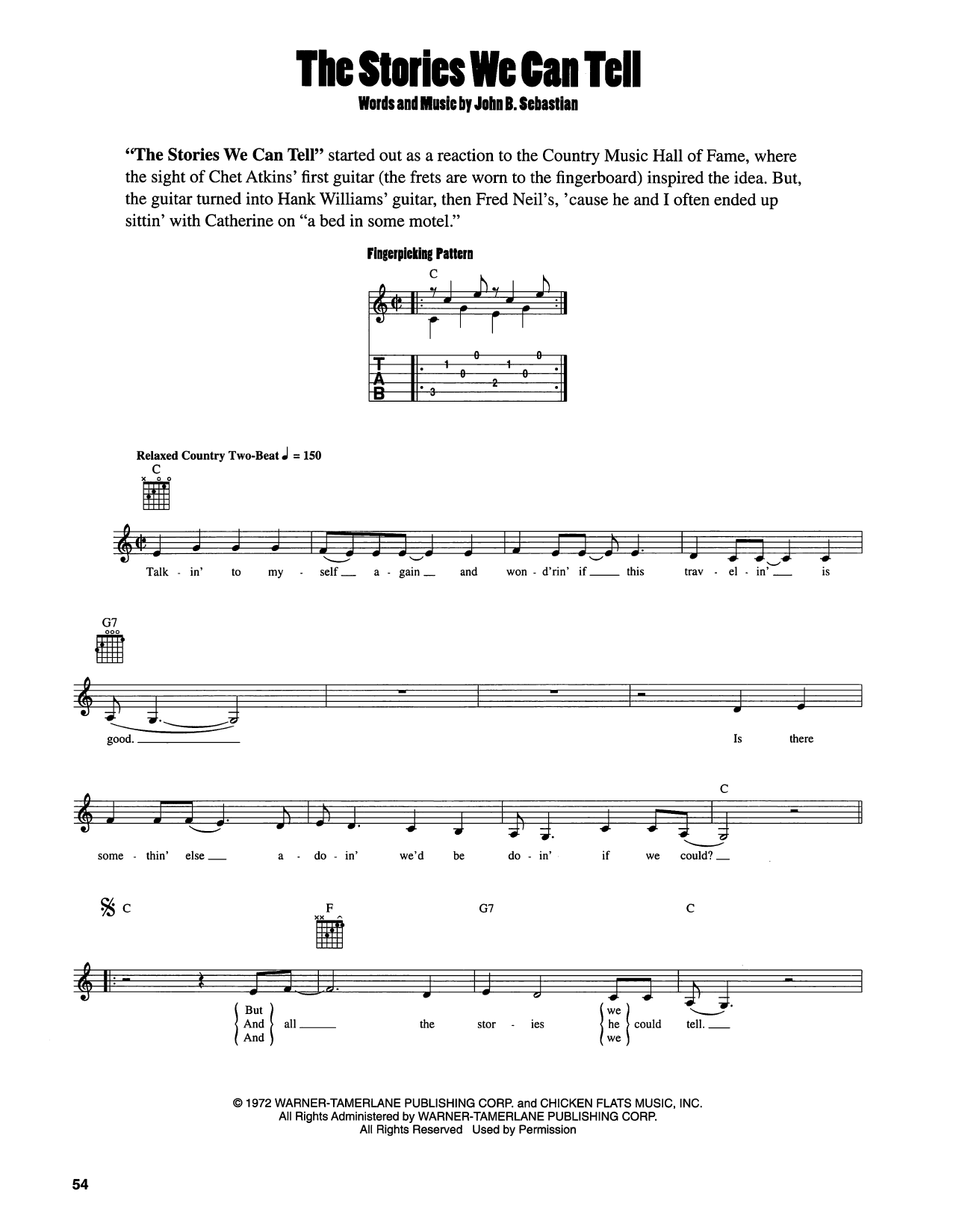 John Sebastian The Stories We Can Tell Sheet Music Notes & Chords for Easy Guitar - Download or Print PDF