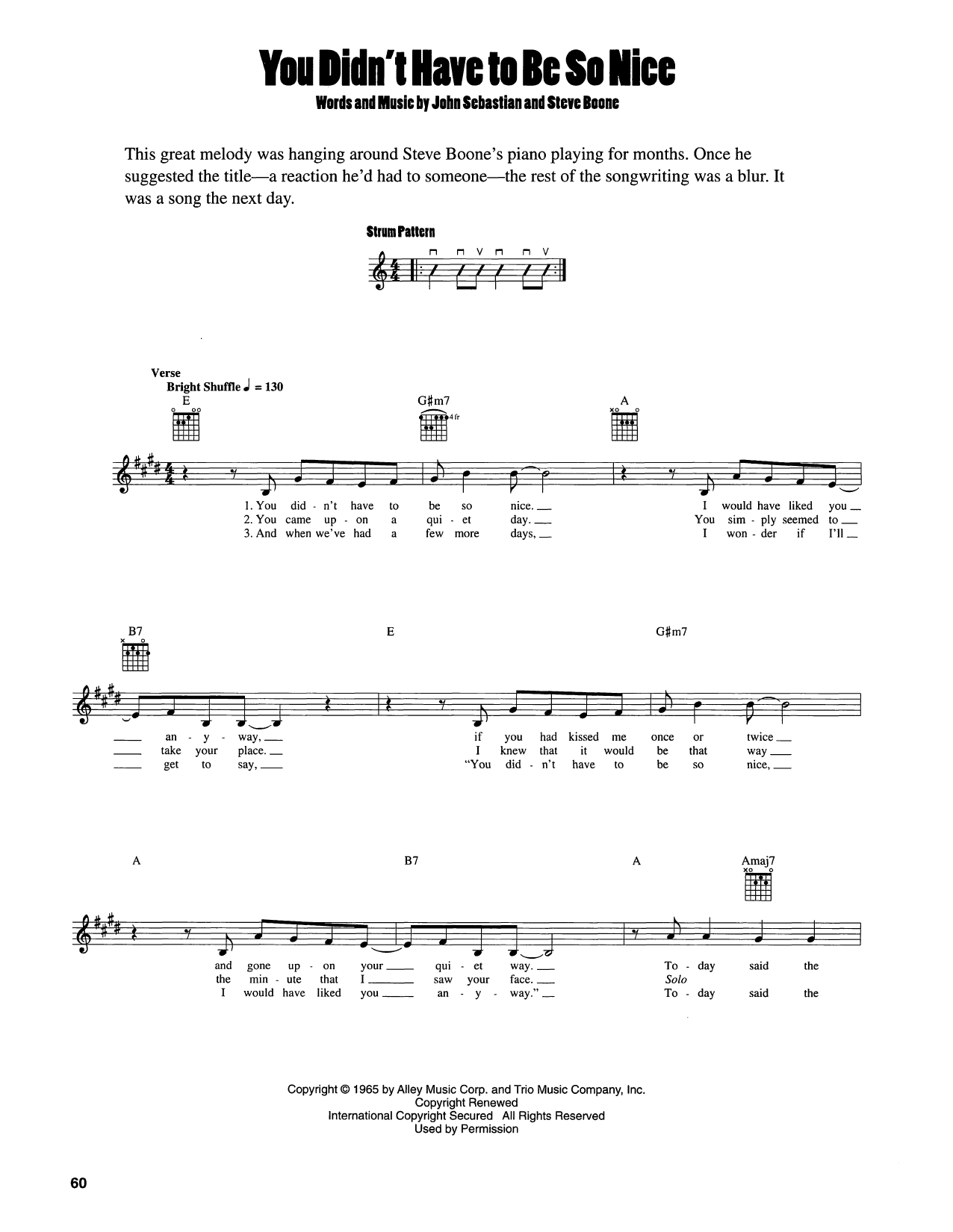 John Sebastian You Didn't Have To Be So Nice Sheet Music Notes & Chords for Easy Guitar - Download or Print PDF