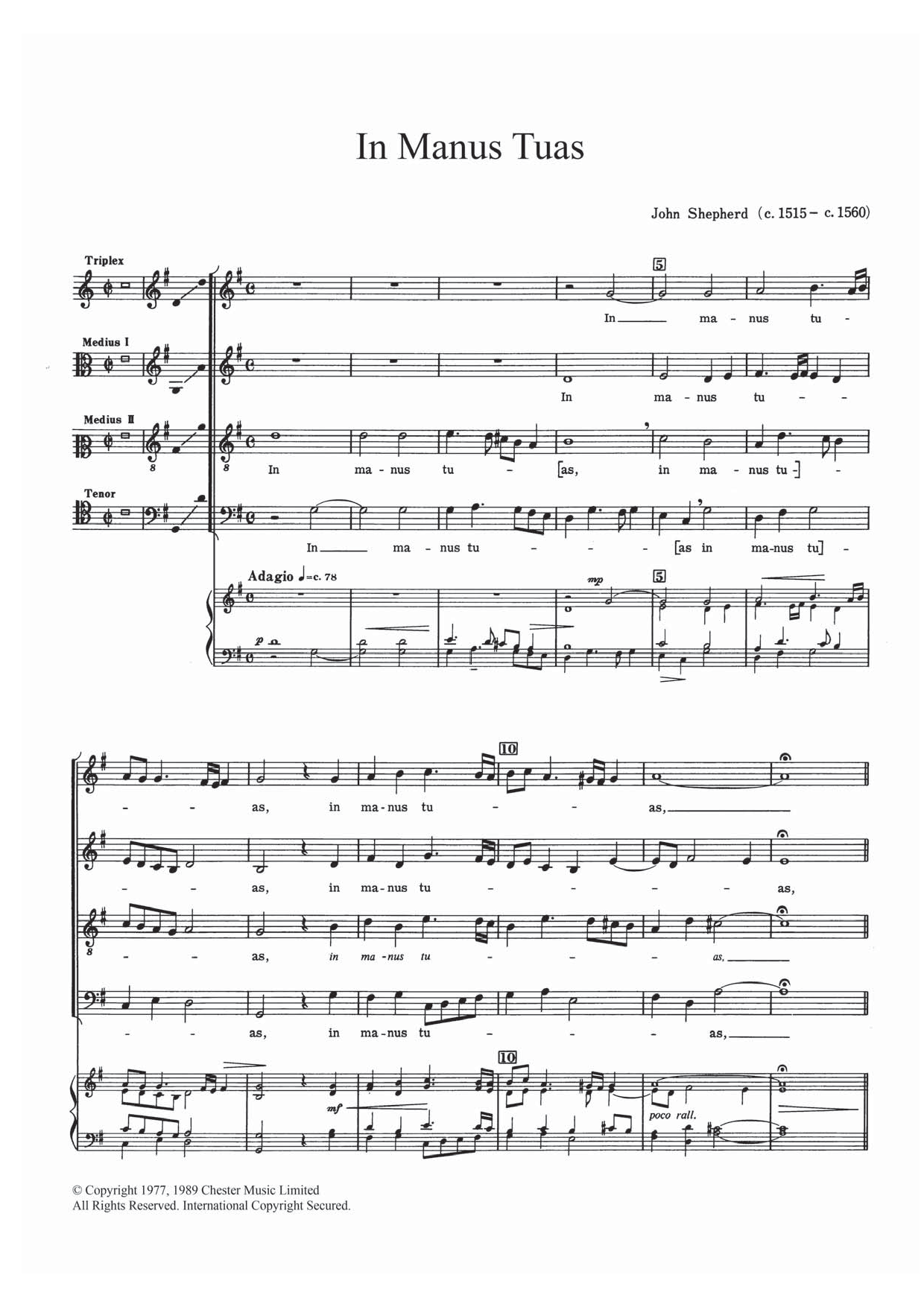 John Shepherd In Manus Tuas Sheet Music Notes & Chords for SATB - Download or Print PDF
