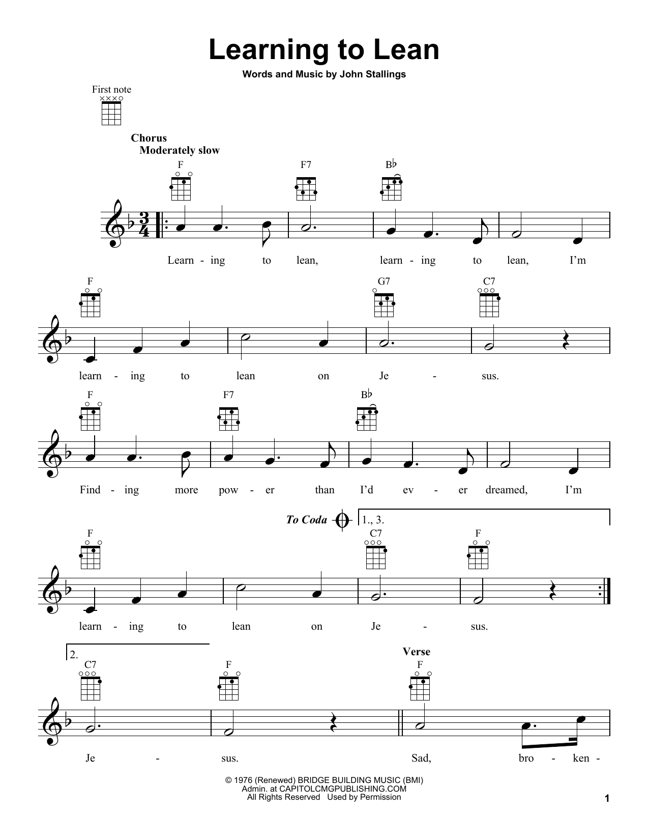John Stallings Learning To Lean Sheet Music Notes & Chords for Super Easy Piano - Download or Print PDF