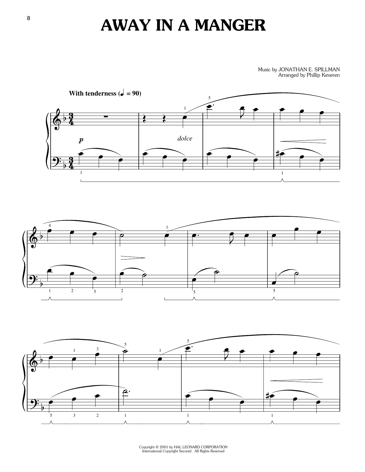John T. McFarland (v.3) Away In A Manger (arr. Phillip Keveren) Sheet Music Notes & Chords for Easy Piano - Download or Print PDF