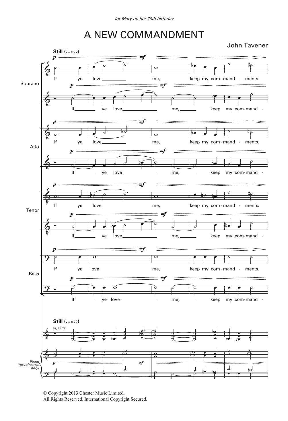 John Tavener A New Commandment Sheet Music Notes & Chords for Choral SSAATTBB - Download or Print PDF