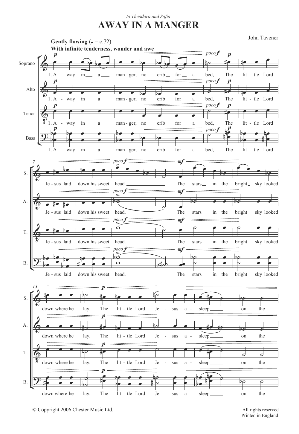 John Tavener Away In A Manger Sheet Music Notes & Chords for SATB - Download or Print PDF