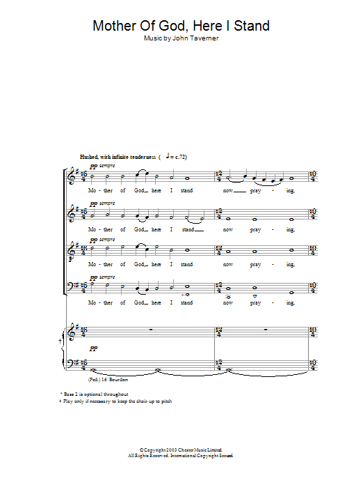 John Tavener Mother Of God, Here I Stand Sheet Music Notes & Chords for Choir - Download or Print PDF