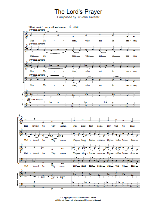 John Tavener The Lord's Prayer Sheet Music Notes & Chords for Choir - Download or Print PDF