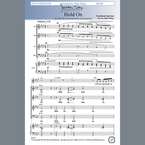 John Tebay, Hold On, SATB Choir