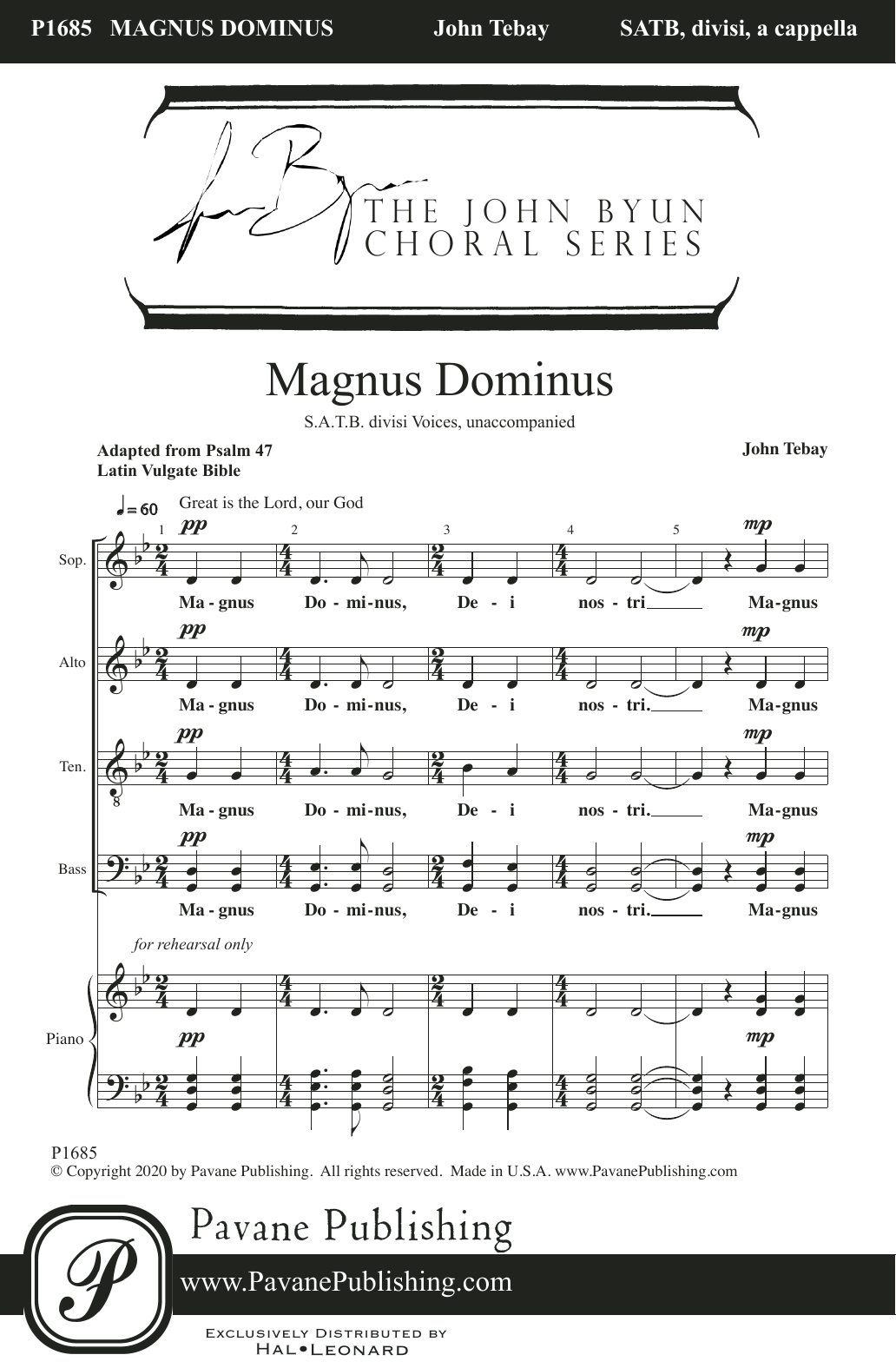 John Tebay Magnus Dominus Sheet Music Notes & Chords for SATB Choir - Download or Print PDF