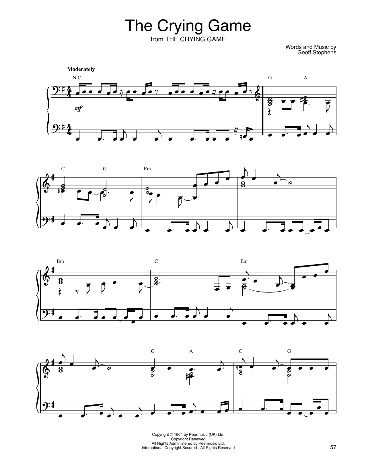 John Tesh The Crying Game Sheet Music Notes & Chords for Piano Solo - Download or Print PDF