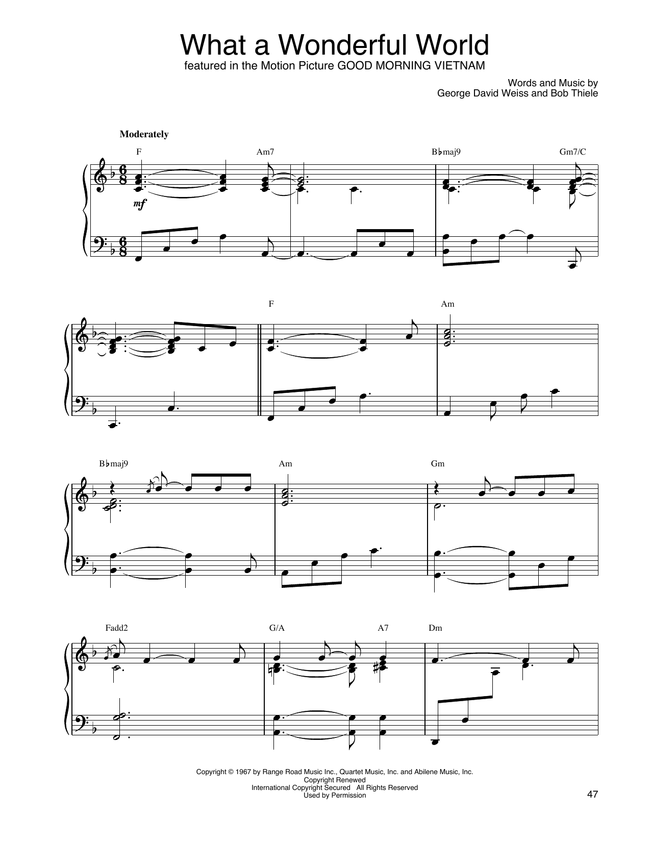 John Tesh What A Wonderful World Sheet Music Notes & Chords for Piano Solo - Download or Print PDF