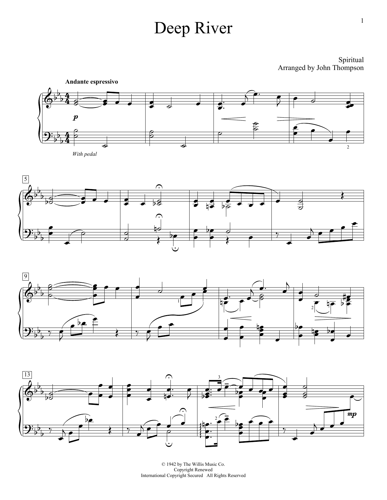John Thompson Deep River Sheet Music Notes & Chords for Educational Piano - Download or Print PDF