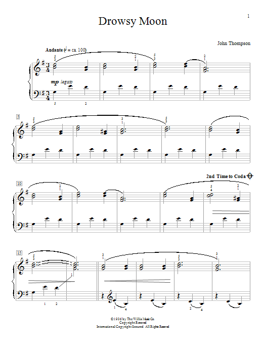 John Thompson Drowsy Moon Sheet Music Notes & Chords for Educational Piano - Download or Print PDF
