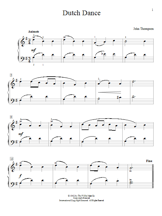John Thompson Dutch Dance Sheet Music Notes & Chords for Educational Piano - Download or Print PDF