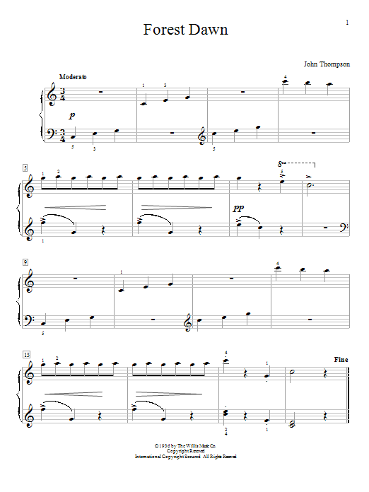 John Thompson Forest Dawn Sheet Music Notes & Chords for Educational Piano - Download or Print PDF