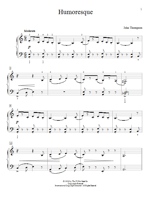 John Thompson Humoresque Sheet Music Notes & Chords for Educational Piano - Download or Print PDF