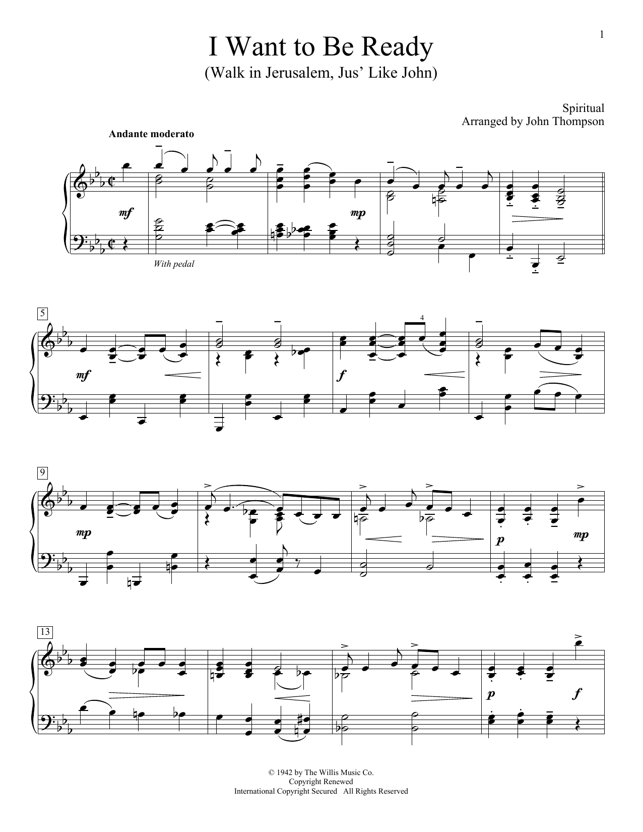 John Thompson I Want To Be Ready (Walk In Jerusalem, Jus' Like John) Sheet Music Notes & Chords for Educational Piano - Download or Print PDF