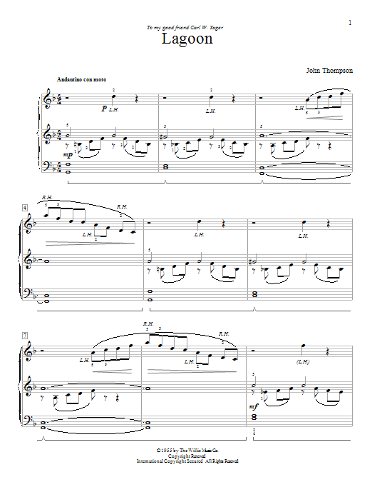 John Thompson Lagoon Sheet Music Notes & Chords for Educational Piano - Download or Print PDF