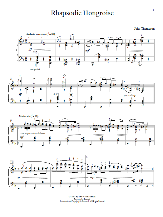 John Thompson Rhapsodie Hongroise Sheet Music Notes & Chords for Educational Piano - Download or Print PDF