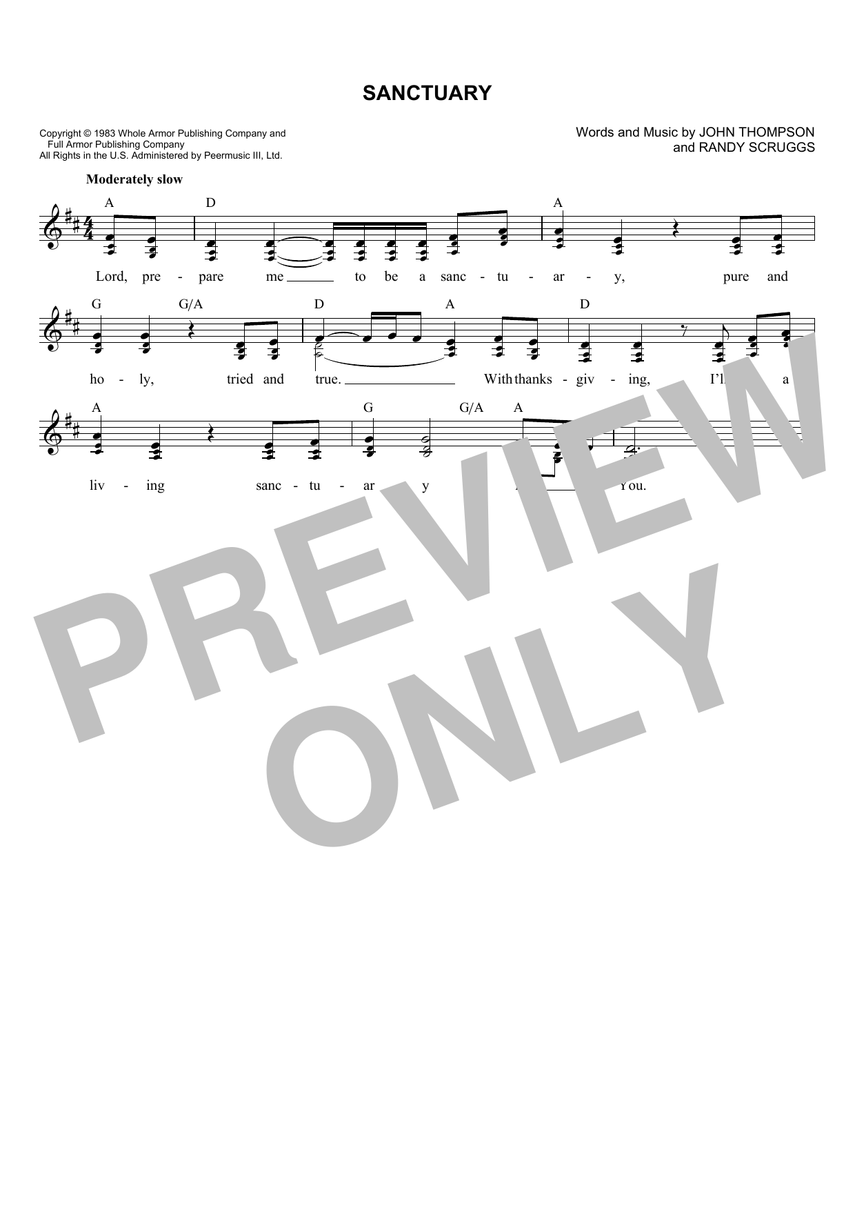 John Thompson Sanctuary Sheet Music Notes & Chords for Melody Line, Lyrics & Chords - Download or Print PDF