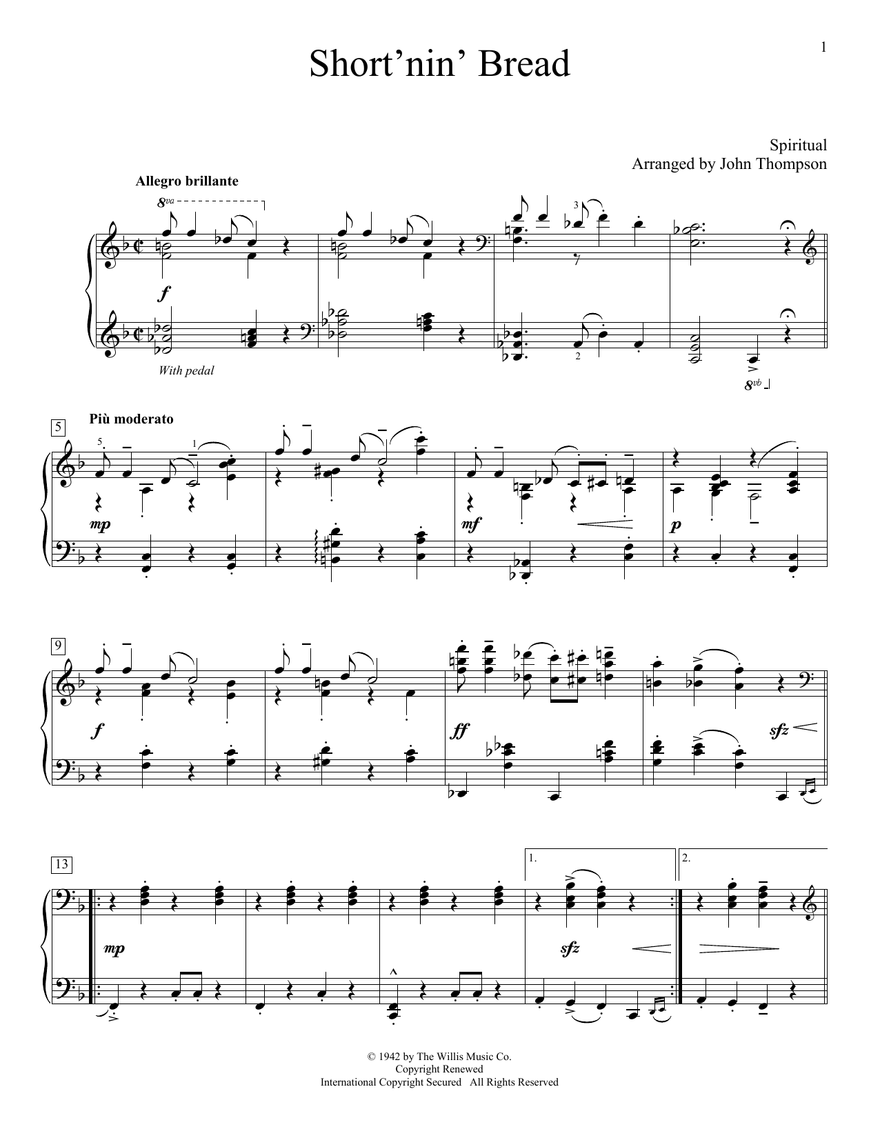 John Thompson Short'nin' Bread Sheet Music Notes & Chords for Educational Piano - Download or Print PDF