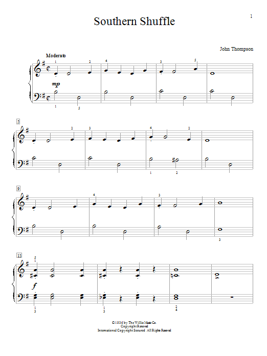 John Thompson Southern Shuffle Sheet Music Notes & Chords for Educational Piano - Download or Print PDF