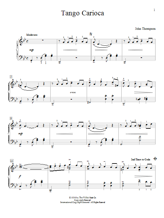 John Thompson Tango Carioca Sheet Music Notes & Chords for Educational Piano - Download or Print PDF