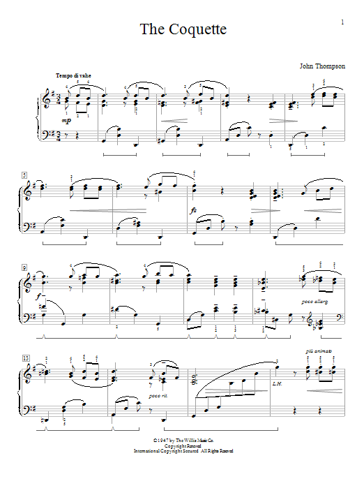 John Thompson The Coquette Sheet Music Notes & Chords for Educational Piano - Download or Print PDF