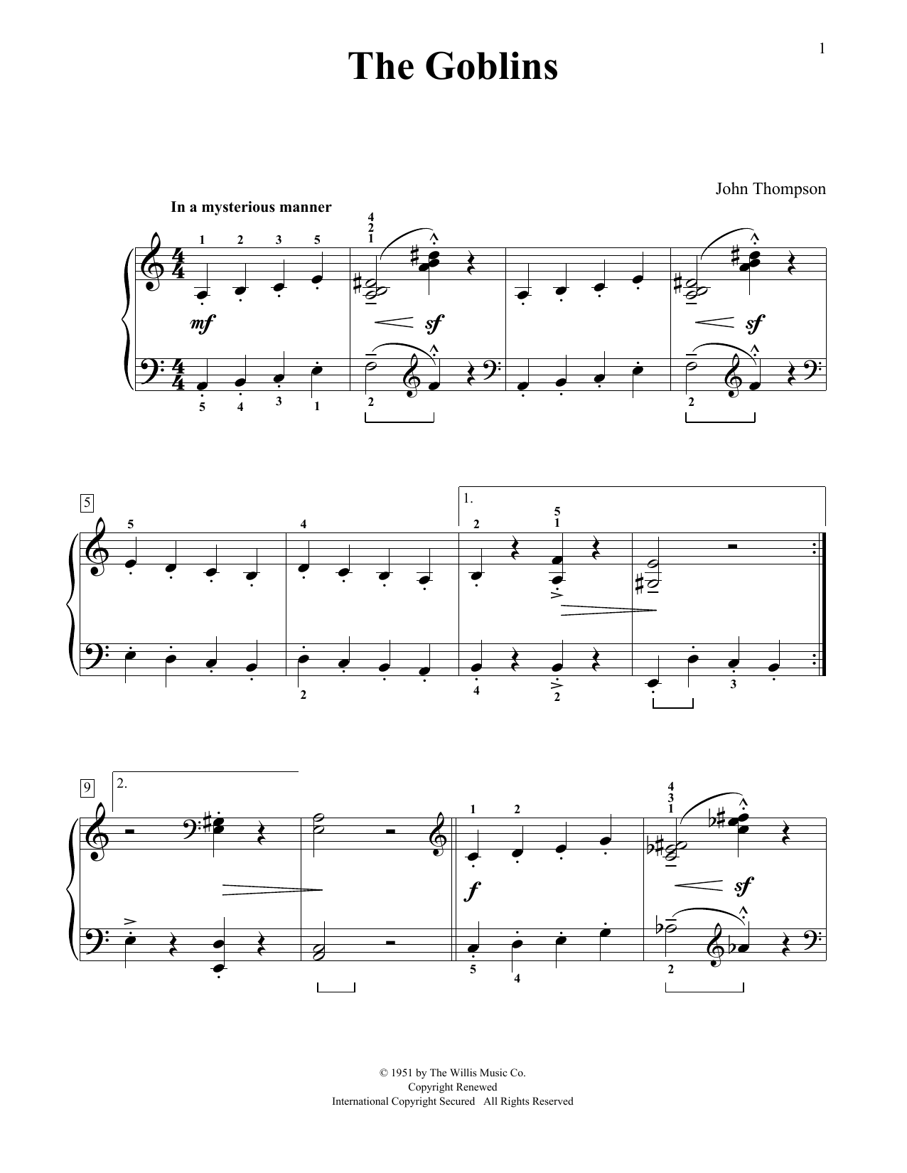 John Thompson The Goblins Sheet Music Notes & Chords for Educational Piano - Download or Print PDF