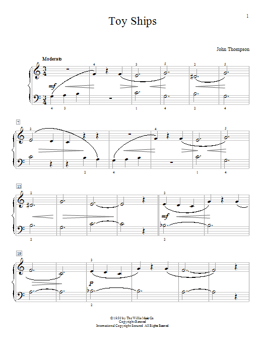 John Thompson Toy Ships Sheet Music Notes & Chords for Educational Piano - Download or Print PDF
