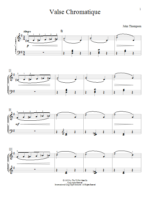 John Thompson Valse Chromatique Sheet Music Notes & Chords for Educational Piano - Download or Print PDF