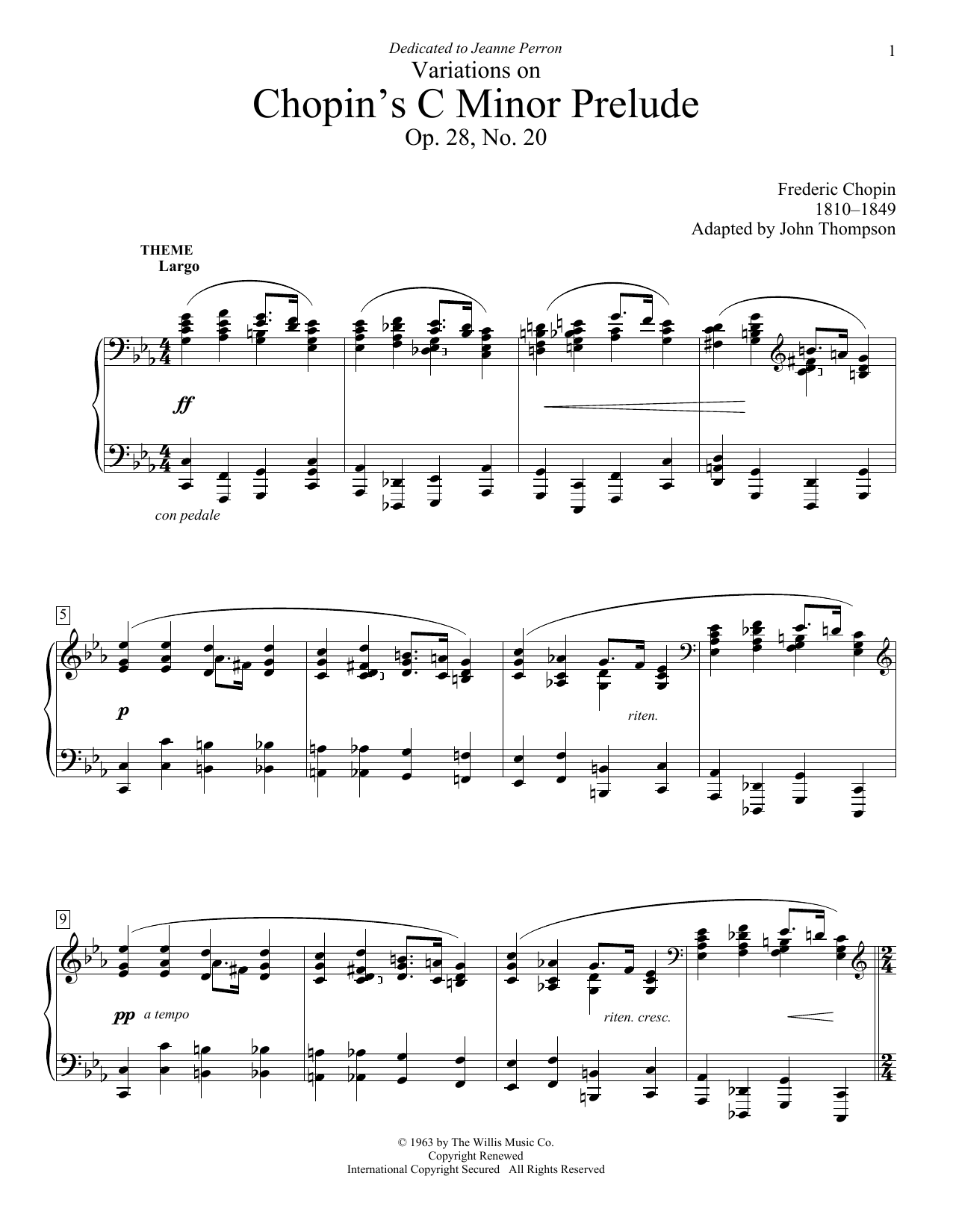 John Thompson Variations On Chopin's C Minor Prelude Sheet Music Notes & Chords for Educational Piano - Download or Print PDF