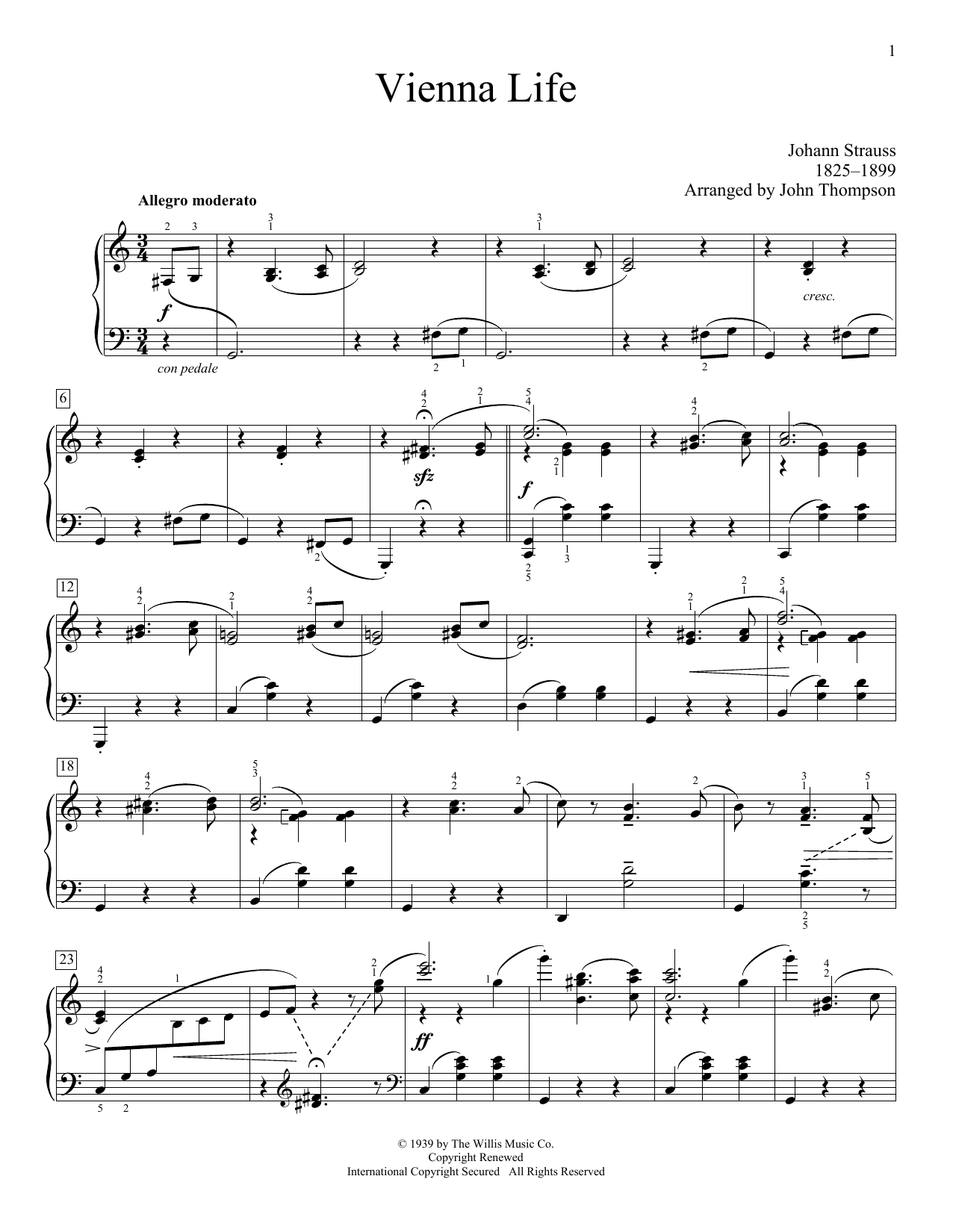 John Thompson Vienna Life Sheet Music Notes & Chords for Educational Piano - Download or Print PDF
