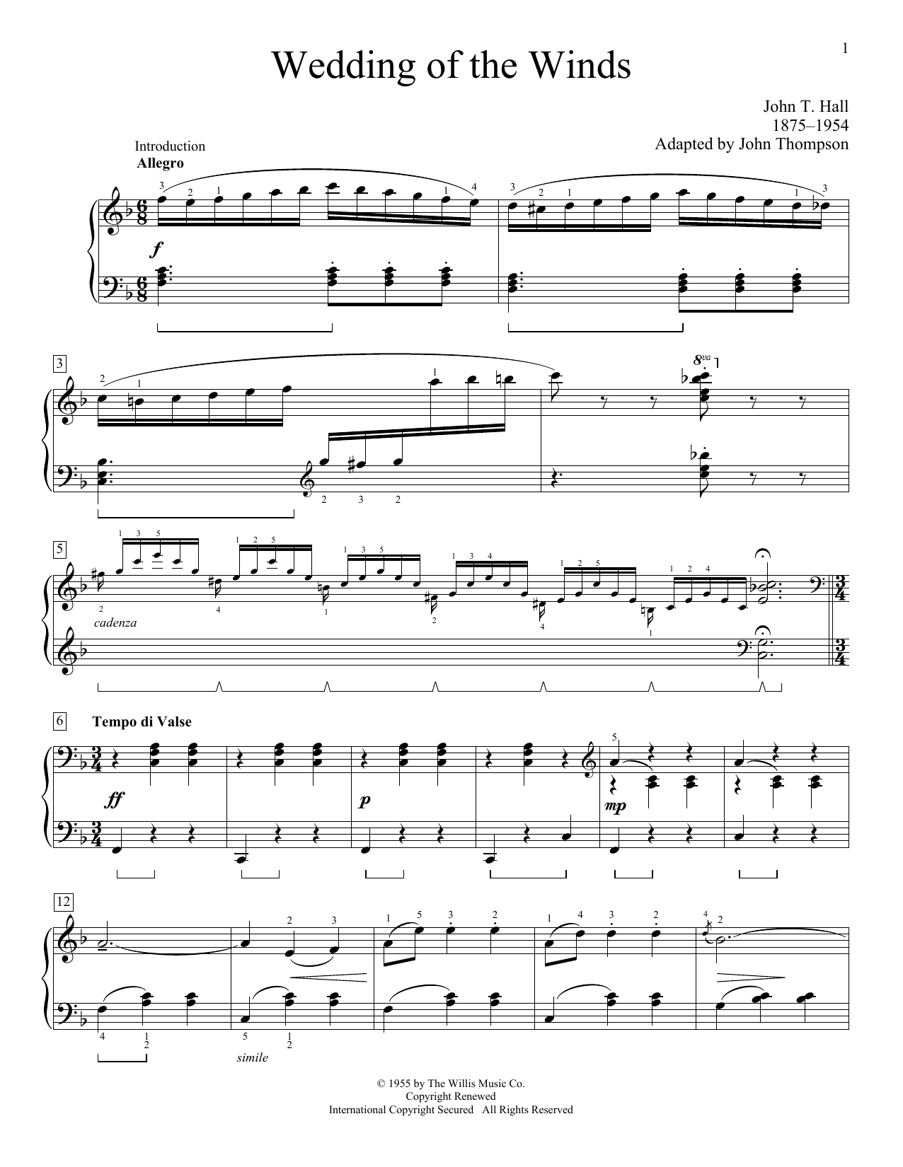 John Thompson Wedding Of The Winds Sheet Music Notes & Chords for Educational Piano - Download or Print PDF