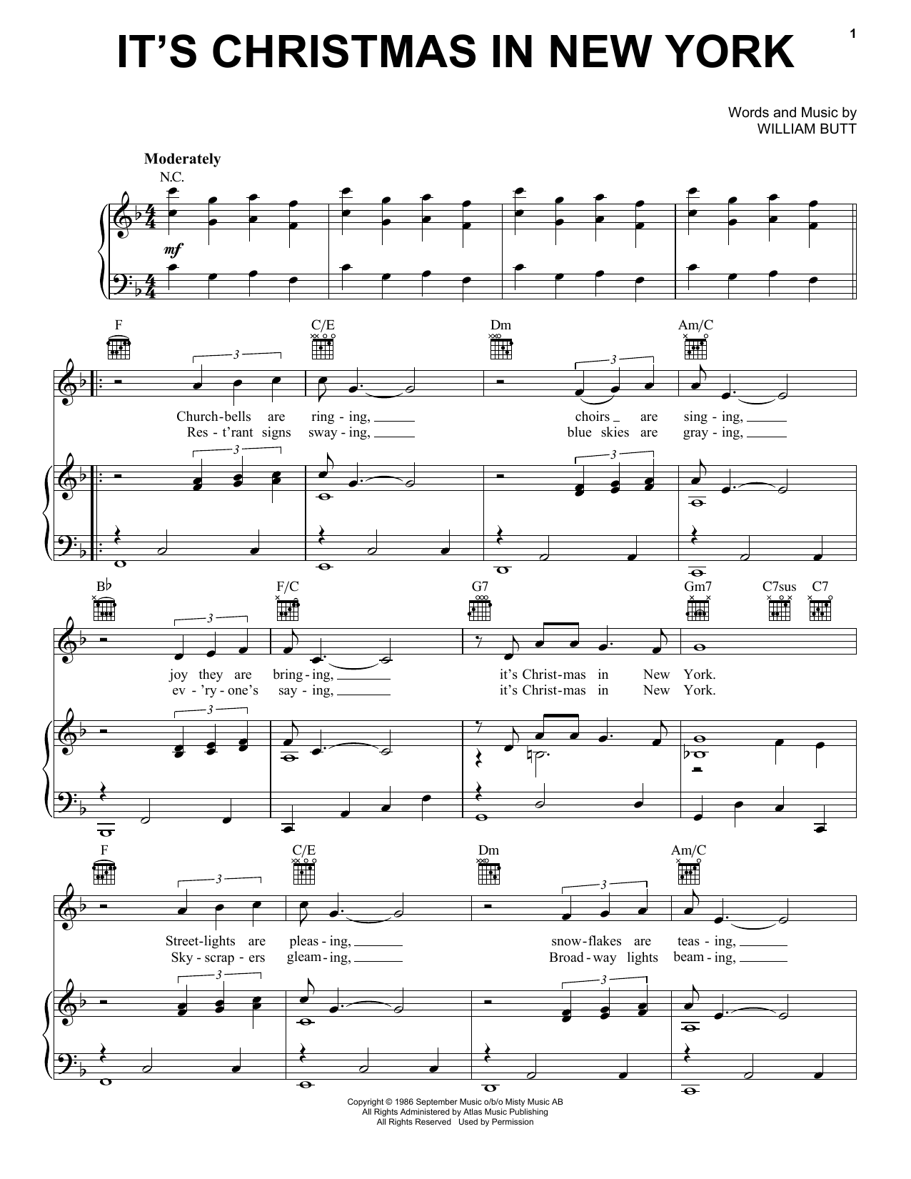 John Wesley Shipp It's Christmas In New York Sheet Music Notes & Chords for Easy Guitar - Download or Print PDF