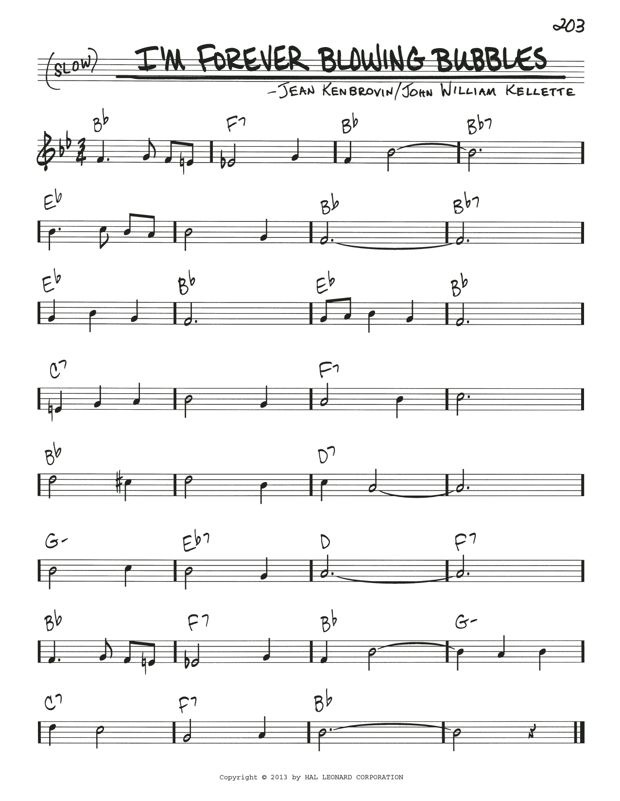 John William Kellette I'm Forever Blowing Bubbles Sheet Music Notes & Chords for Piano, Vocal & Guitar Chords (Right-Hand Melody) - Download or Print PDF