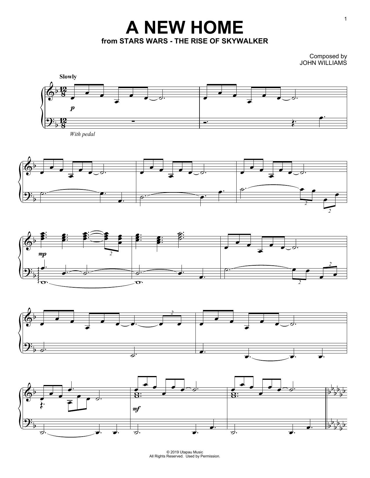 John Williams A New Home (from The Rise Of Skywalker) Sheet Music Notes & Chords for Easy Piano - Download or Print PDF